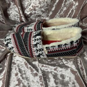 Toms Fair Isle Reindeer Fuzzy Flats